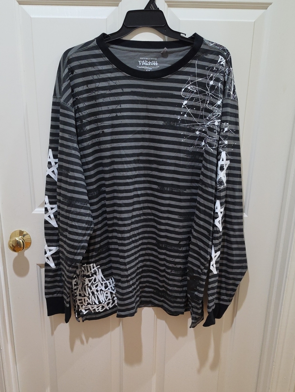 Parish Nation Men's 5X Striped Long Sleeve Graphic Streetwear Tee - Big & Tall